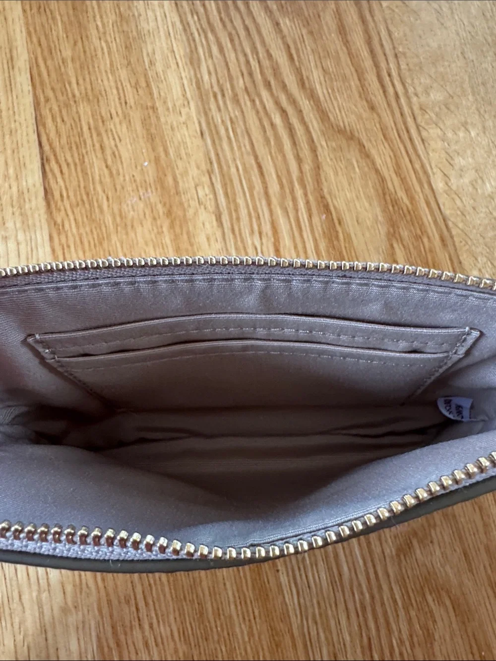 Coach Metallic Signature Corner Zip Wristlet in Pearlized Canvas Gold Accents